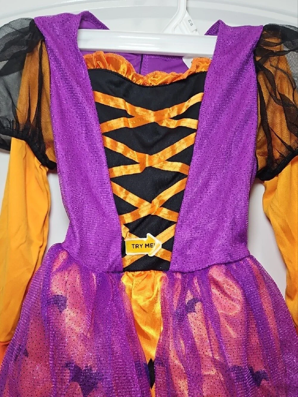 Kids Purple & Orange Bat Witch Costume Halloween Party Dress New 3T